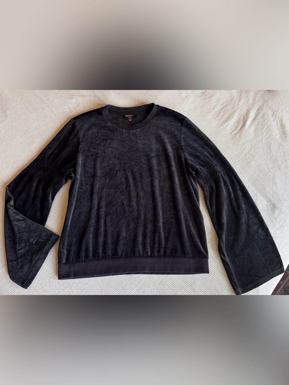 Juicy Couture Black Label Velour Top Black Women’s Large Long Sleeve Sweatshirt